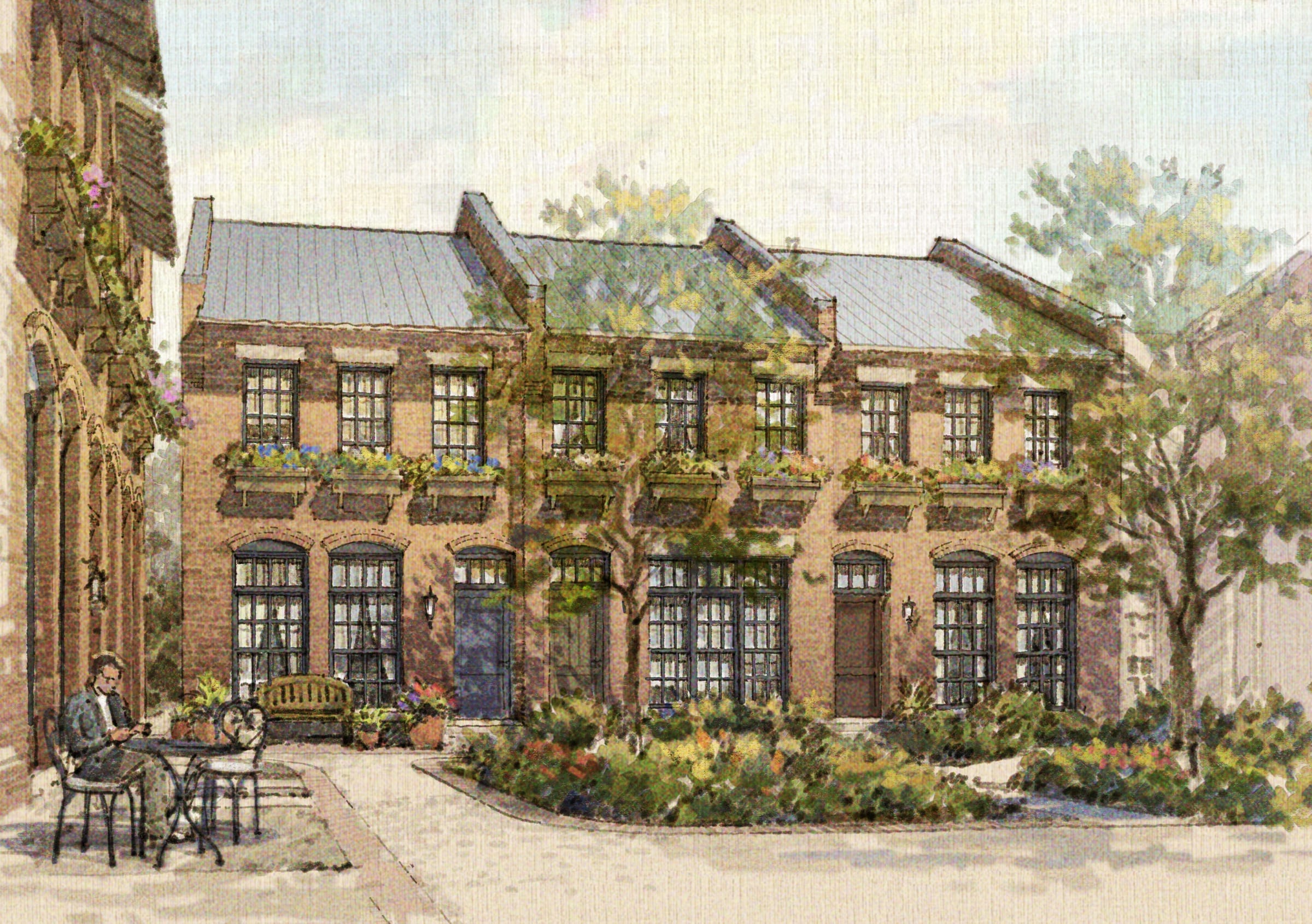 Townsend masterplan view — the walkable mixed-use neighborhood at the heart of downtown Edmond